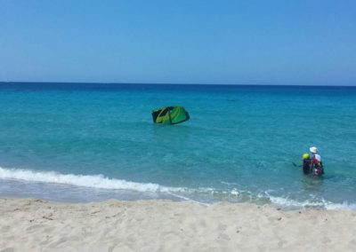 11 years old learning kite water relaunch Glyfada Beach